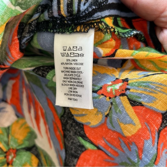 C&C California Linen Blend Tropical Maxi Dress Caftan Coverup. Size Medium. - Picture 11 of 13